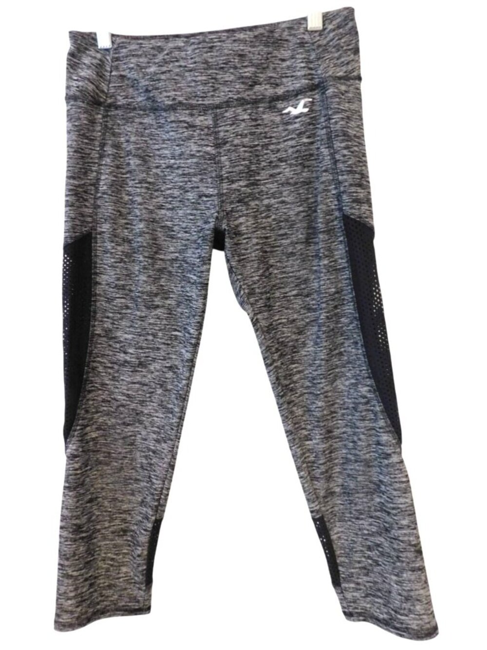 Hollister Womens Sz M Gray Heather Capri Leggings Mesh Panel Athletic Athleisure